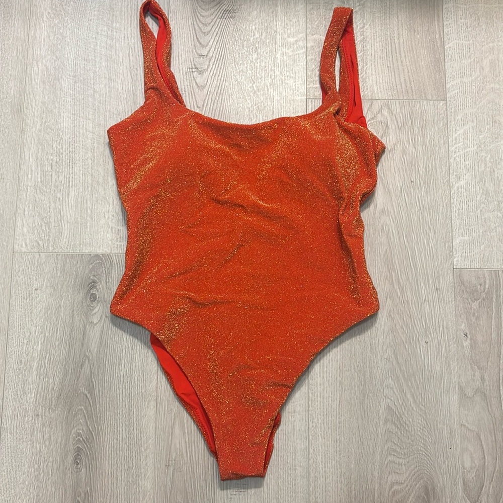 Aerie Cheeky One Piece in Sparkling Orange